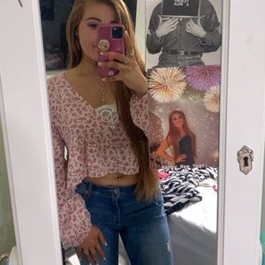 Nwt LA Hearts Long Sleeve Button Front Top medium